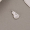 Silver gourd pendant with white mother-of-pearl inlay and sparkling central zircon stone - Palladium Color (H-9299)