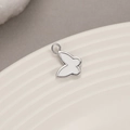 Detailed macro view of white enamel butterfly charm pendant for DIY jewelry making - Palladium H-9285 White Butterfly