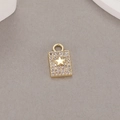 14K gold plated rectangular pendant with micro-paved cubic zirconia and a 3D center star - 14K Gold H-9286 Rectangular Star
