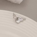 S925 silver double gourd pendant connector with white mother of pearl inlay for DIY jewelry - Palladium Color (H-9302)