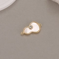 Golden gourd necklace charm with white mother of pearl inlay and sparkling zircon stone - 14K Gold (H-9297)