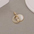 Star and moon gold pendant necklace with white mother of pearl and cubic zirconia - 14K Gold (H-9308)