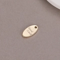Polished gold-plated oval pendant featuring engraved Good Luck lettering detail - Oval Good Luck Tag (D1543)
