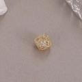 Squisito ciondolo a cubo geometrico placcato in oro con una grande pietra di zircone - Sfera Geometrica Traforata (H-4089)