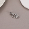 Close-up of a silver butterfly magnetic jewelry clasp with sparkling zircon stones - Butterfly Hoop Style (Palladium CTWX55)