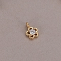 Macro shot of 14K gold plated four-petal flower pendant with sparkling cubic zirconia stone - Four-Petal Flower Design (H-9576)