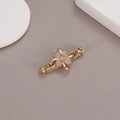 Golden flower magnetic jewelry clasp with sparkling zircon stones for pearl necklaces - 14k Gold P21141