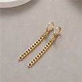 French style 14K gold plated coin OT buckle bracelet with minimalist elegant retro design - Long Cuban Chain Hoop Earrings (H-1405)