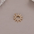 14K gold-plated sunburst pendant with sparkling white zircon stones for jewelry making - Sun Flower Motif Pendant (H-9572)