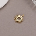 14K gold plated celestial sun pendant with turquoise stones for DIY jewelry making - Sun Ray Blue Stone Pendant (H-8791)
