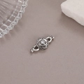Silver camellia flower magnetic jewelry clasp with a central sparkling zircon stone - Hollow Out Camellia Style (Palladium CTWX129)