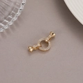 Golden magnetic jewelry clasp with white zircons for DIY necklaces and bracelets - Round Micro-Pave Style (14K Gold H-9526)