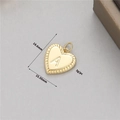 Gold plated heart pendant with letter A engraving and sunburst texture for DIY jewelry - Letter A (H-10512-1)