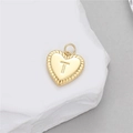 Pendentif cœur plaqué or raffiné avec la lettre T et bordure en texture corde torsadée - Lettre T (H-10531)