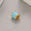 Close-up of light blue enamel waist bead with gold metal edges for DIY jewelry making - Light Blue