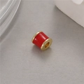 Golden cylinder bead with red enamel for DIY jewelry making bracelets and necklaces - Red