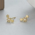 Pendientes de estrella de plata S925 chapados en oro con piedras de circón brillante - Estilo de Combinación de Estrellas con Diamantes de Imitación (H-10240)