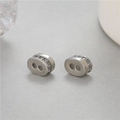 Silver plated pig nose stud earrings with sparkling cubic zirconia pavé stones - Silver Style (N-0497)