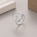 Support de bague réglable argenté au design géométrique creux pour perle ou nacre - Style Circulaire Géométrique Argenté (Palladium H-10114)