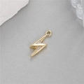 14K gold lightning bolt charm with sparkling white zircon for jewelry making - Lightning Shape (H-10060)