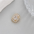 14K gold plated emerald cut zircon pendant with double layered crystal halo effect - Rectangular Emerald Cut Shape (H-9505)