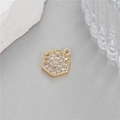 14K gold filled hexagonal pendant charm featuring micro-pave cubic zirconia crystals - Hexagonal Shape (H-10066)
