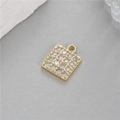 14K gold plated square pendant with cubic zirconia inlay for necklace and bracelet - Square Shape (H-10067)