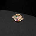 Exquisite 14k gold plated round jewelry pendant with colorful pave set gemstones - Round Style With Multicolor CZ (H-6842)