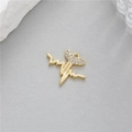 14K gold plated heartbeat pendant with cubic zirconia heart detail for jewelry making - Heartbeat Shape (H-10013)