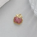 14K gold plated apple pendant charm with sparkling pink zircon pavé for jewelry making - Apple Shape (H-10012)