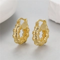 Elegantes pendientes de aro dorados de estilo vintage francés con diseño trenzado - Estilo Plisado Grueso Francés (H-9675)