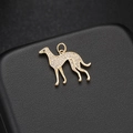 Elegant 14K gold plated sighthound dog pendant with sparkling pave crystals for DIY jewelry - Greyhound Style (H-7144)