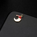 Christmas Santa hat moon pendant charm for DIY necklaces and jewelry crafting - Moon Santa Style (H-6958)