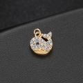 Macro view of 14K gold whale pendant featuring blue and white gradient micro-pave zircons - Whale Style (H-7141)