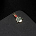 Christmas tree charm pendant with green enamel and zircons on black leather background - Christmas Tree Style (H-6959)