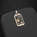 Colgante tarot baño oro 14K XVII THE STAR con esmalte negro para collares DIY - Patrón de Estrella (H-6945)