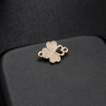 Λεπτομέρεια macro από σύνδεσμο τριφύλλι 14K με ζιργκόν για χειροποίητα κοσμήματα DIY - Στυλ Χρυσός 14Κ (Η-7199)