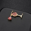 14k gold plated wine glass pendant charm with red pavé stones and teardrop crystal - Water Drop Wine Glass Style (H-7314)