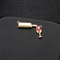 Creative 14k gold-plated wine bottle and glass pendant with red glitter resin for DIY - Pouring Wine Bottle Style (H-7315)