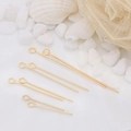 Chiodini a occhiello placcati oro 14K in quattro misure per creazione di gioielli - Perno a Occhiello Oro 14K(Fine-Long)