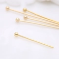 Chiodini con testa a sfera placcati in oro 14k per la creazione di gioielli fai da te - Perno a Sfera Oro 14K(Fine-Long)