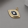 14K gold evil eye pendant with black and white enamel detail for jewelry making - 14K Gold Eye Shape (H-7745)