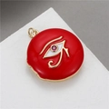 Enamel Eye of Horus locket pendant with red finish and pink gemstone on stone base - Red