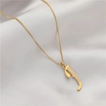 Elegant gold-plated box chain necklace featuring a zircon-inlaid letter J pendant - Letter J (GX0028-J) / Gold