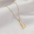 Minimalist gold box chain necklace with a zircon-encrusted letter L pendant for women - Letter L (GX0028-L) / Gold
