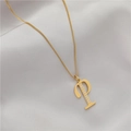 Minimalist gold letter P pendant necklace with sparkling cubic zirconia on a box chain - Letter P (GX0028-P) / Gold
