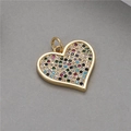 Pave-set heart pendant with colorful zircon stones in a vibrant gold plating finish - Colorful Zirconia Pave Heart (H-7742)