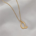 Golden letter Q necklace pendant with sparkling cubic zirconia on a box chain for women - Letter Q (GX0028-Q) / Gold
