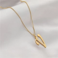 Golden 26 letter A pendant necklace with sparkling cubic zirconia on box chain - Letter V (GX0028-V) / Gold