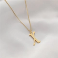 Minimalist gold necklace with letter X pendant featuring sparkling zircon micro-inlay - Letter X (GX0028-X) / Gold
